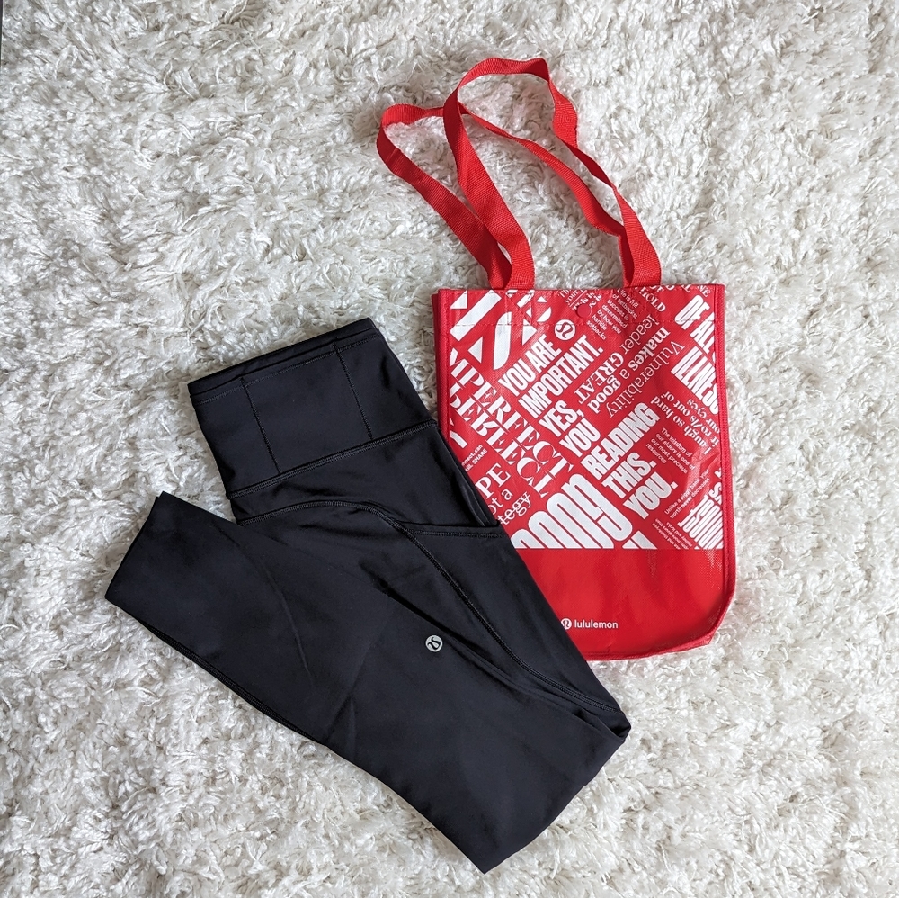 Lululemon Fast & Free Tight 7/8 Black Leggings with Bag